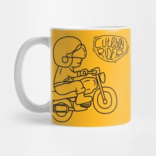 line art of Cute Boy motorcycle rider Mug